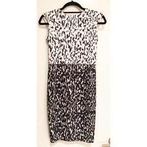 Zara Black +White Bodycon Mini Dress w/ Scoop Back